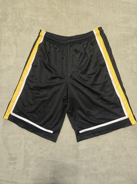 Vintage Everlast Black Athletic Shorts with Yellow & White Stripes Mens Size XL